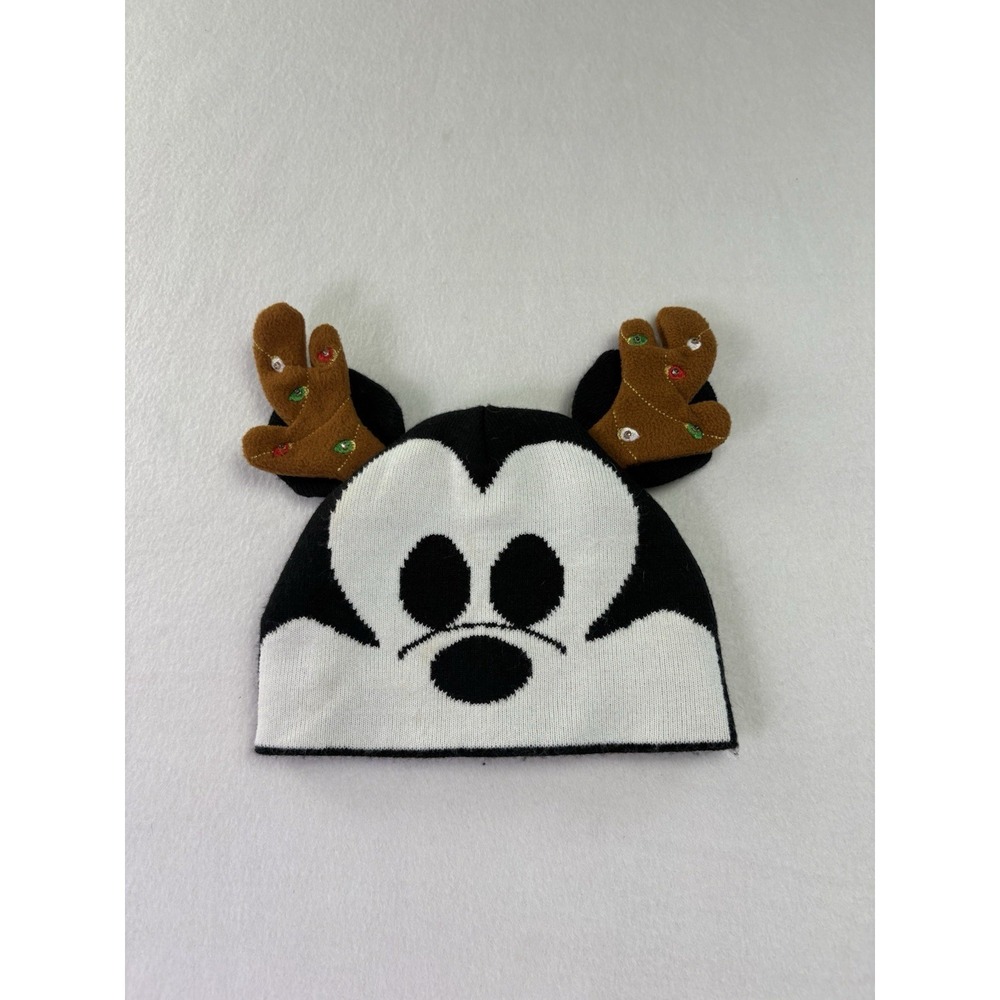 Disney Mickey Mouse Light Up Reindeer Antler Christmas Knit Hat